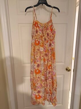 Mason & Belle Floral Maxi Sundress in Orange and Pink